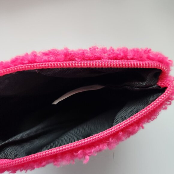 Hello Kitty Pink Fuzzy Coin Purse Keychain With Zipper Closure & Metal Clasp - Picture 3 of 5